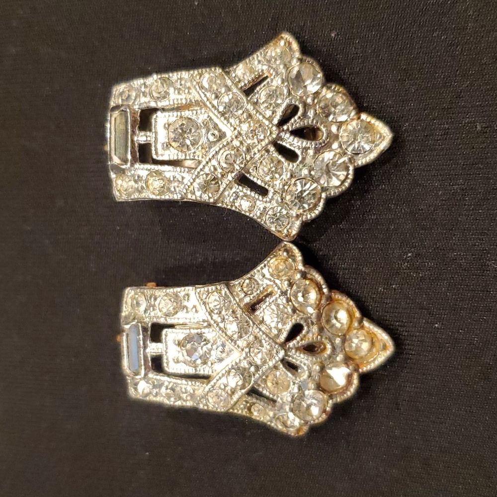 Vintage 1930s Rhinestone Coat Clips